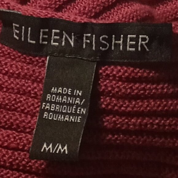 Eileen Fisher Pink/ Fuchsia Jewel Neck Ribbed Sweater - Picture 10 of 12